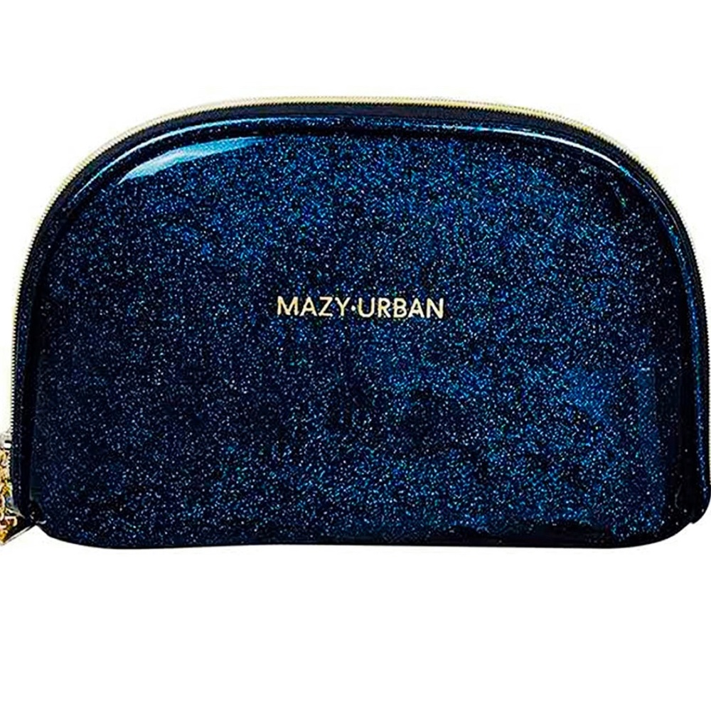 Blue Patent With Golden Shimmer Clutch or Makeup Bag NWT